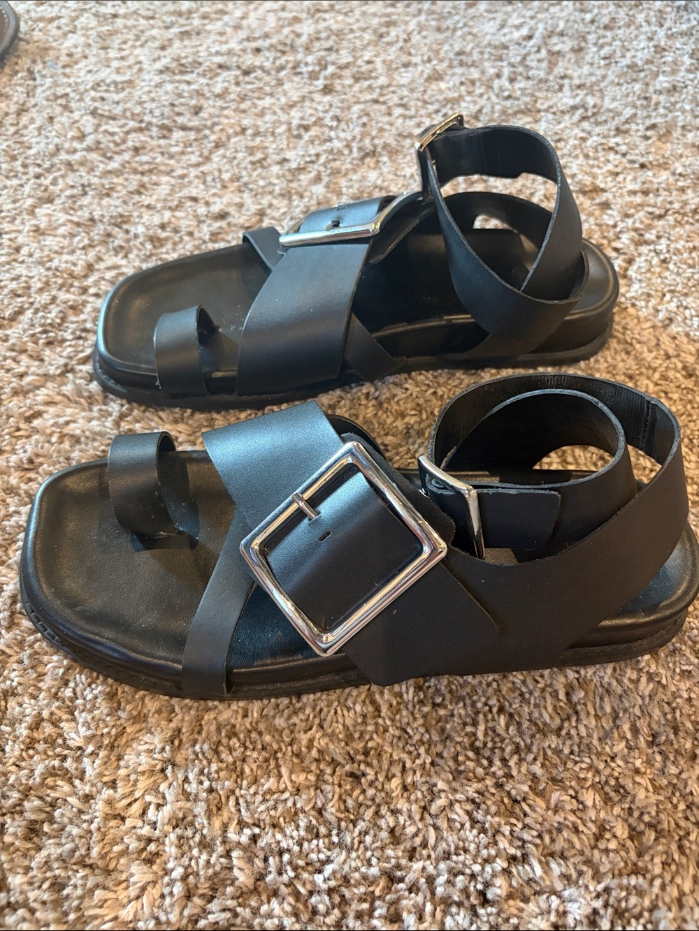 Asos Black Buckle Strap Sandals - Picture 2 of 5
